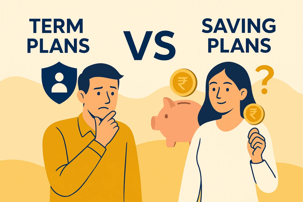 Illustration showing Term vs Saving Plans comparison